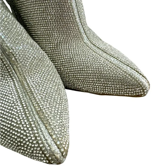 I. N. C. Rhinestone Block Chunky heel Ankle Bootie Color Silver Size 6.5 - Picture 6 of 7
